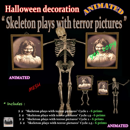 Halloween decoration "Skeleton plays with terror pictures"