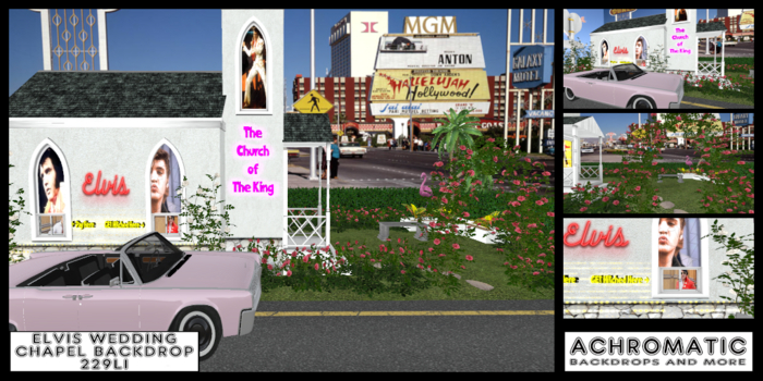 [A] Elvis Wedding Chapel Backdrop