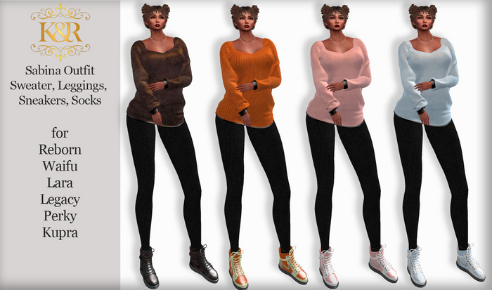 Sabina Sweater, Sneakers, Leggings, Socks, Maitreya, Legacy,Perky,Kupra,Reborn,Waifu