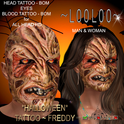 ~ LOOLOO ~  * HALLOWEEN * TATTOO FREDDY