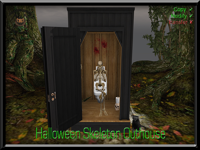 HALLOWEEN SKELETON OUTHOUSE