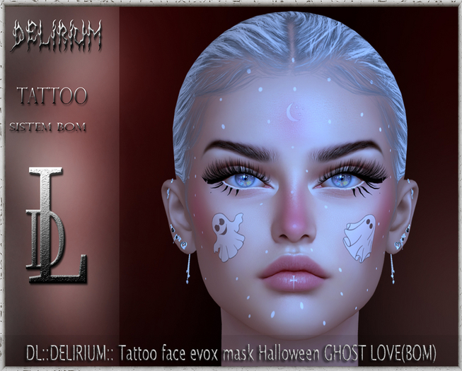 DL::DELIRIUM:: Tattoo face evox mask Halloween GHOST LOVE(BOM)