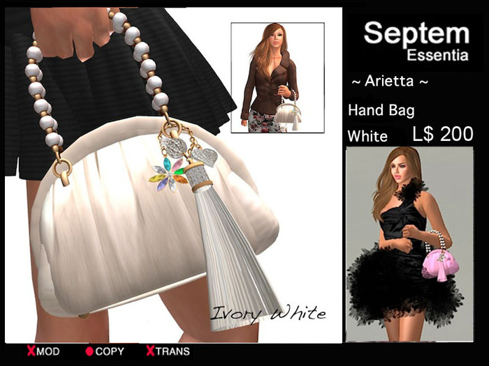 *Arietta* Hand Bag Pearl handle / white
