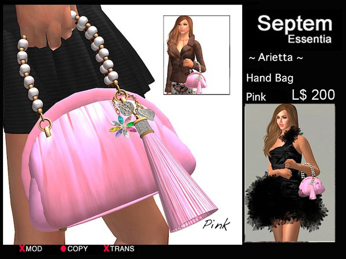 *Arietta*_Hand Bag_Pearl handle_pink