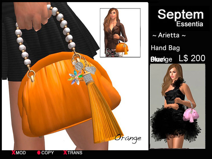 *Arietta*_Hand Bag_Pearl handle_orange