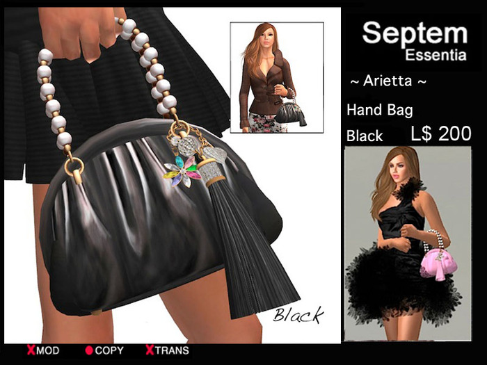 *Arietta*_Hand Bag_Pearl handle_black