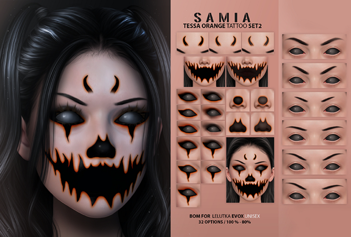 Samia - TESSA ORANGE LELUTKA EVOX FACE TATTOO UNISEX  SET 2