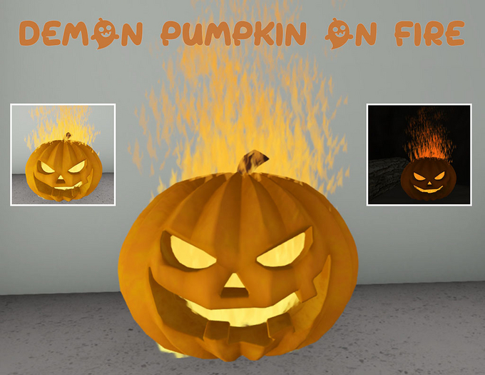 Demon pumpkin on fire