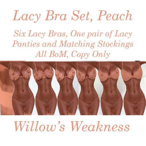LACY BRA SET, PEACH