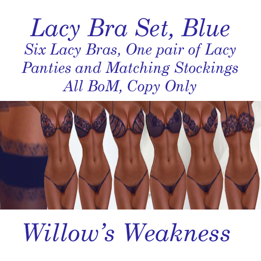 LACY BRA SET, BLUE
