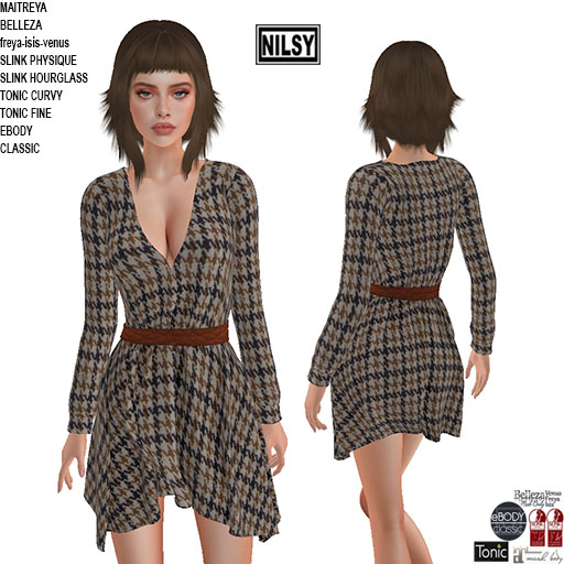 SOFT TWEED DRESS WITH BELT,MESH BODY