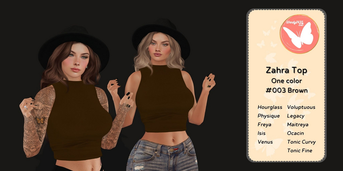 Wendy1435SL | Zahra Top #003 Brown 
