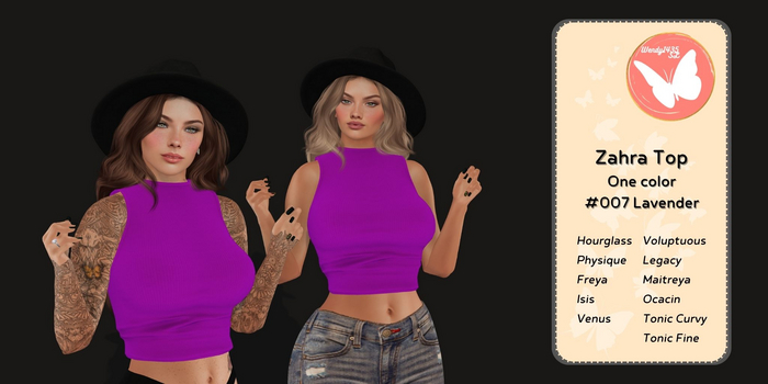 Wendy1435SL | Zahra Top #007 Lavender