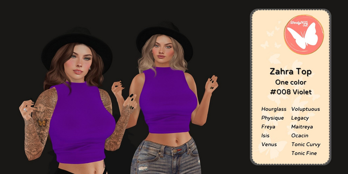 Wendy1435SL | Zahra Top #008 Violet  
