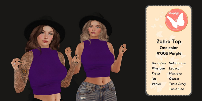 Wendy1435SL | Zahra Top #009 Purple 