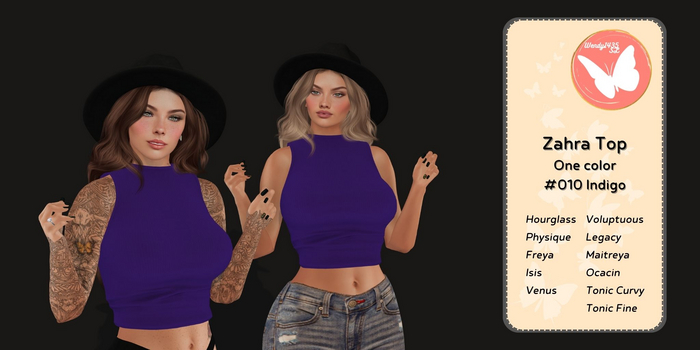 Wendy1435SL | Zahra Top #010 Indigo