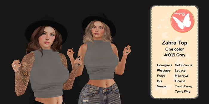 Wendy1435SL | Zahra Top #019 Grey