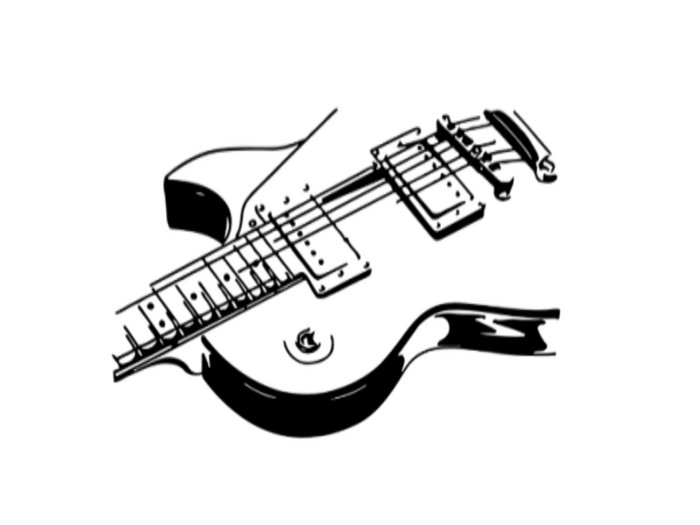 Guitar half  wall decal