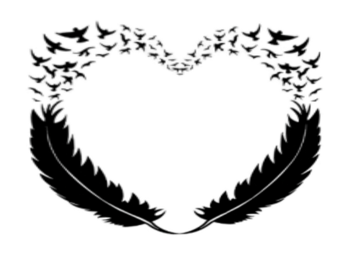 Birds and Feathers Heart Shape  wall decal