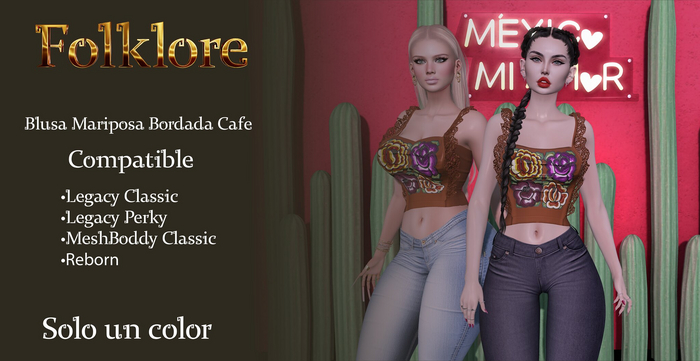 Folklore: Blusa Mariposa Bordada Cafe