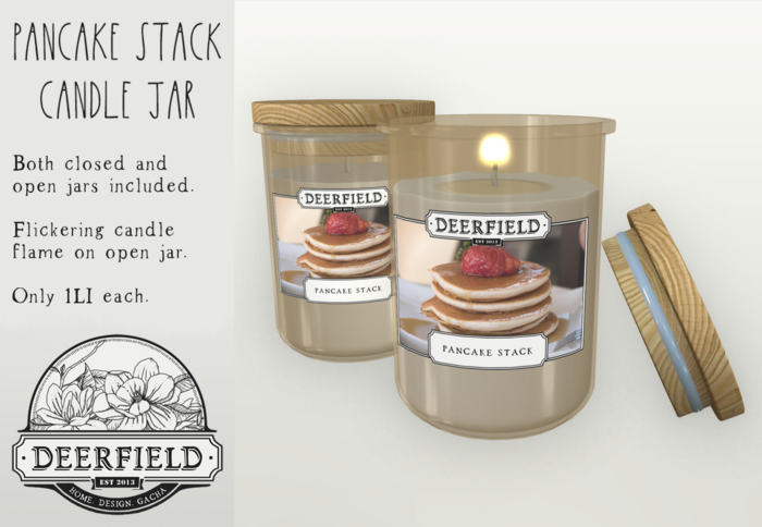 "Pancake Stack" DEERFIELD Candle Jar