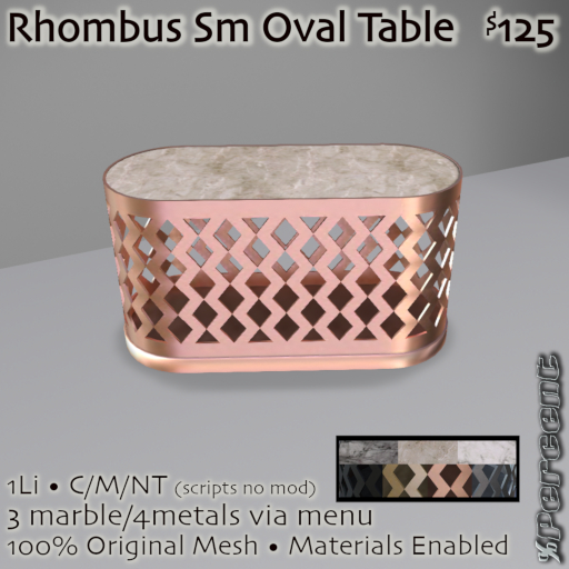 % Rhombus Small Oval Table *MESH*