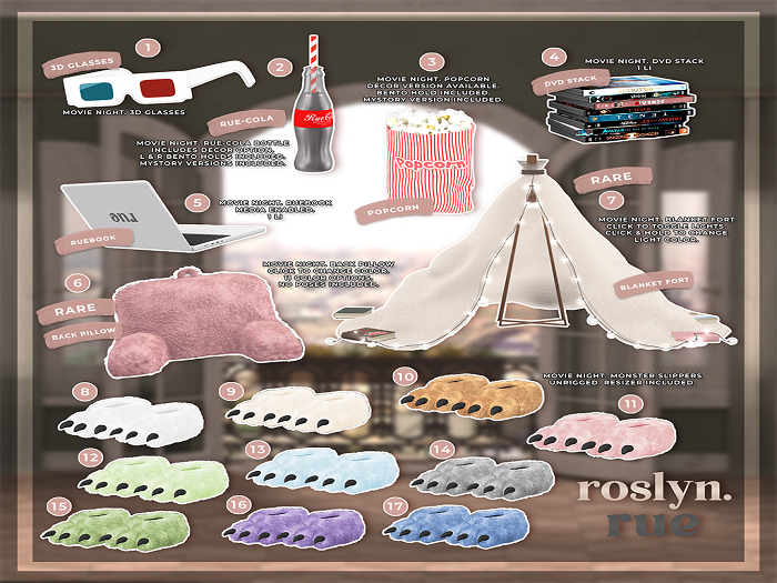 11. roslyn. x rue / movie night. monster slippers. rose [rez]