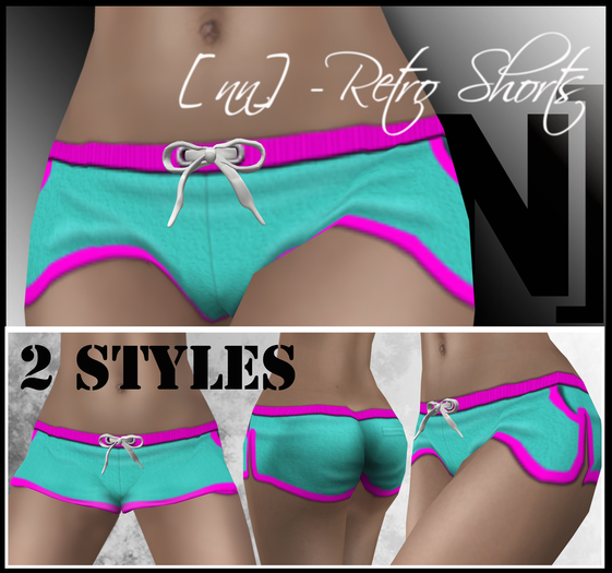 [nn] -Retro Shorts -teal/pink