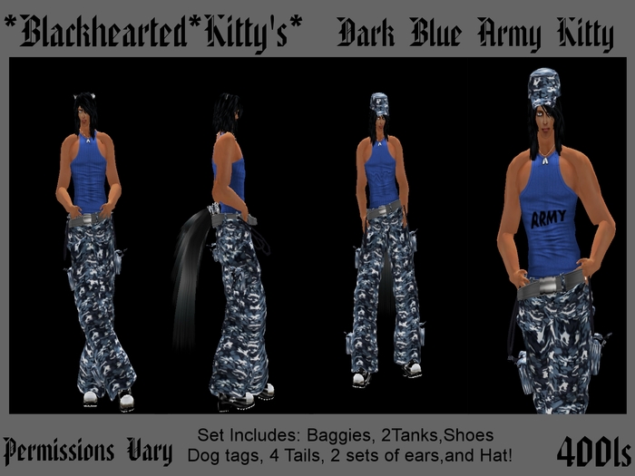 *BHK* Dark Blue Army Kitty*Male*