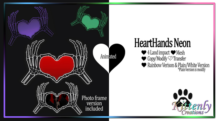 Kittenly Creations - HeartHands Neon