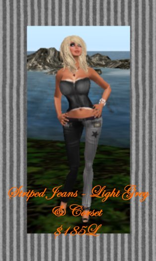 Striped Jeans - Light Grey