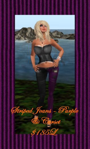 Striped Jeans - Purple