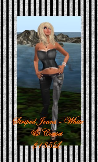 Striped Jeans - White