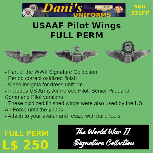 USAAF Pilot Wings FULL PERM