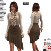 RUFFLE SHIRT&ASYMETRIC SKIRT,CL&MESH BODY