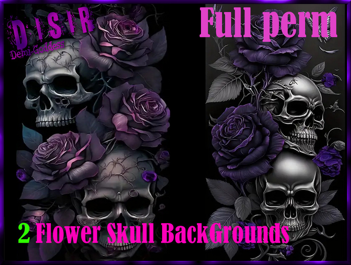 ~Disir DG~Flower Skull (Set of 2) Seamless (ADD)