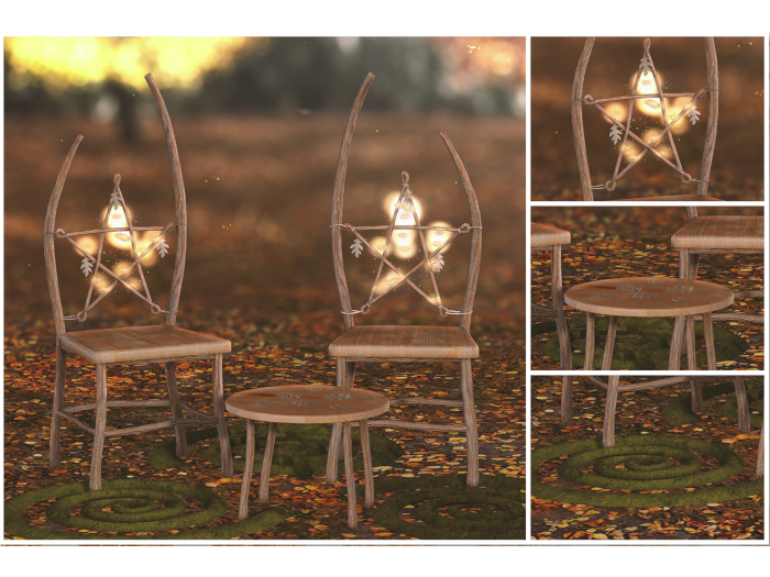 Harvest Pentagram Chair Antique Wood  (add)
