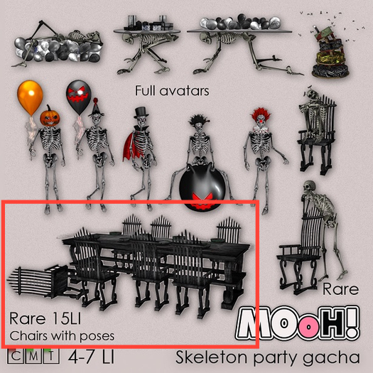 11. MOoH! Skeleton party table 15LI RARE