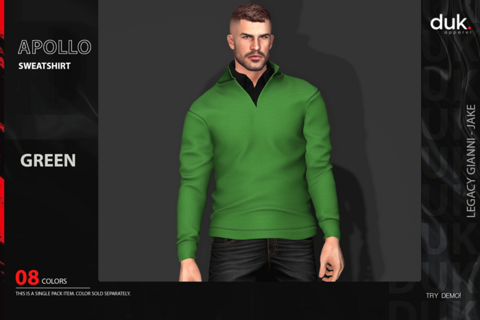 [DUK] - Apollo Sweatshirt - Green - Add to unpack