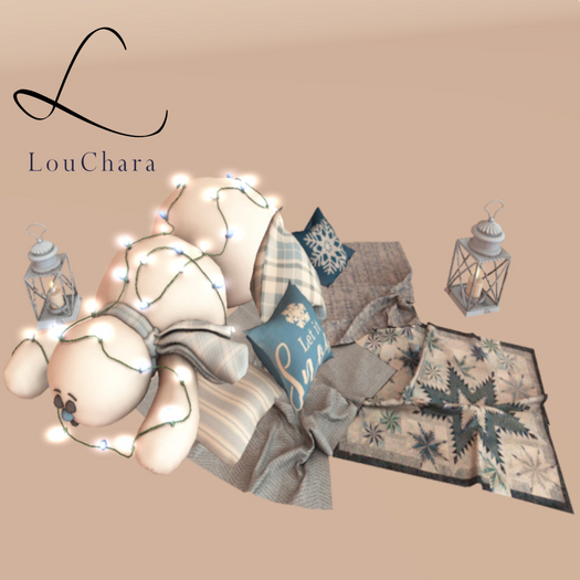 LouChara Let It Snow Cuddle Rug and Lanterns