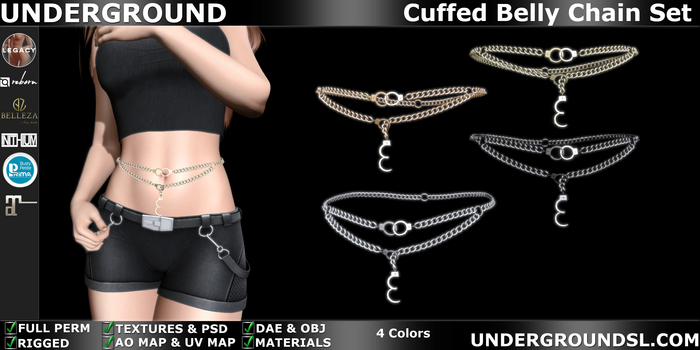 (UG FULL PERM) - Cuffed Belly Chain Set
