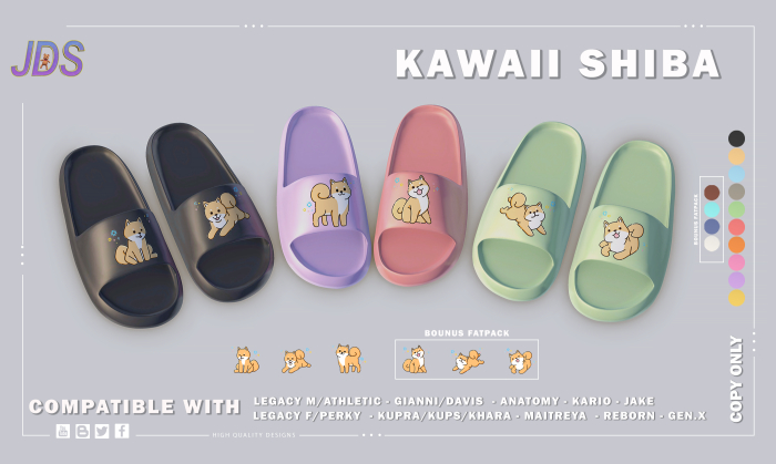 JDS - KAWAII SHIBA SLIPPERS ( OLD ROSE ) 