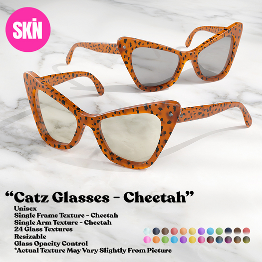 SKN - Catz Eye Glasses - Single - Cheetah 1.0