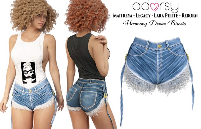 adorsy - Harmony Denim Shorts Blue - Maitreya/Legacy/Lara Petite/Reborn