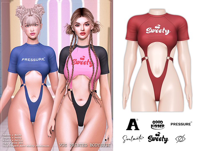 [VOZ] Printed Bodysuit (Red)