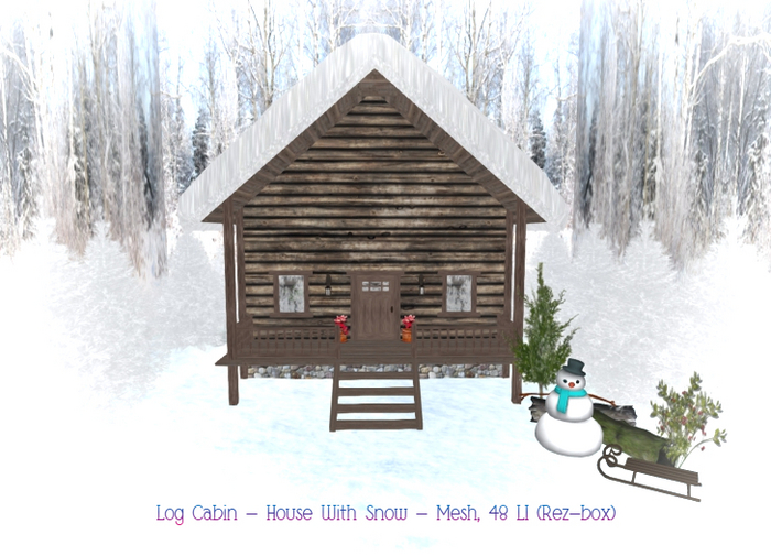 Log Cabin - House With Snow Roof - Mesh, 48 LI (Rez-Box)