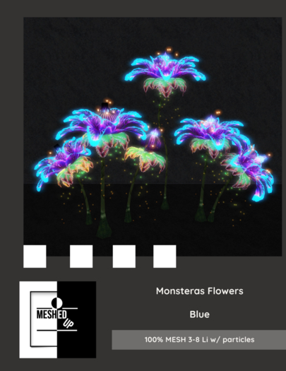 MeshedUp: Monsteras Flowers  Pack On/Off  Blue 