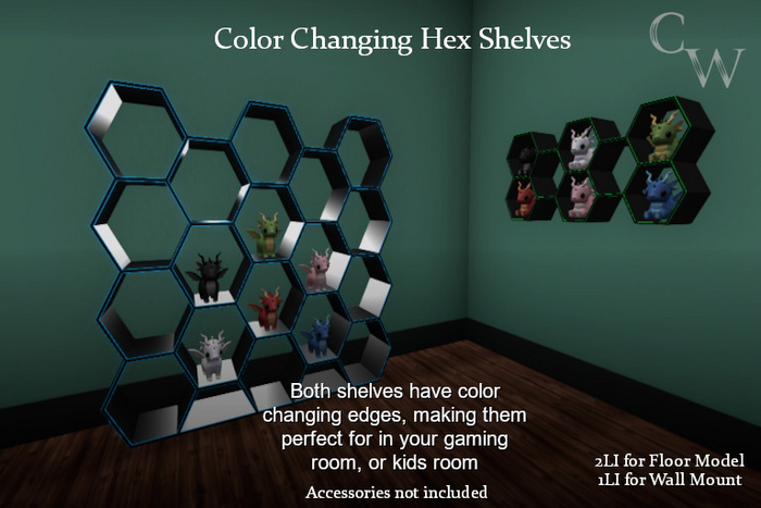 -CW- Color Changing Hex Shelves 