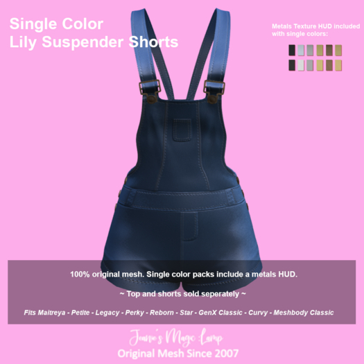 Lily Suspender Shorts Lapis Blue