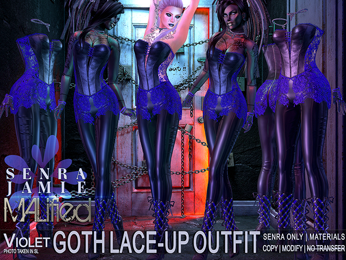COPY/MOD - MALified - Goth Lace-Up Outfit - Black/Violet - Senra Jamie
